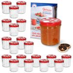 20er Set Sturzgläser 350 ml Marmeladengläser Einmachgläser Einweckgläser To 82 Fliegenpilz Deckel rot weiß gepunktet + Rezeptheft_Bild_5