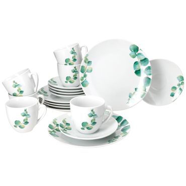 18tlg Kaffeeservice Eukalyptus aus Porzellan für 6 Personen_Bild_1