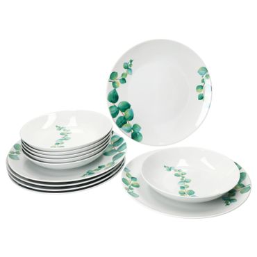 12tlg Tafelservice Eukalyptus aus Porzellan für 6 Personen_Bild_1