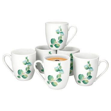 6er Set Kaffeebecher Eukalyptus weiß_Bild_1