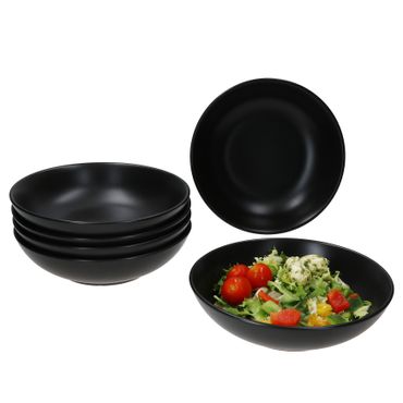 6er Set Panther Suppenteller 20cm matt schwarz aus Steingut – AS.RC.F.01895_Bild_1
