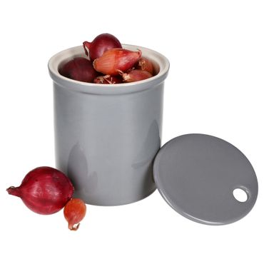 OSKAR Zwiebel-Vorratsdose M in Grau aus weißem Ton - 1993M_Bild_1