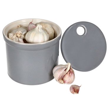 OSKAR Knoblauch-Vorratsdose S in Grau aus weißem Ton – 1992S_Bild_1