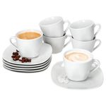 6er Set LOTTA Kaffeetassen 170ml mit Untertassen weiß Porzellan_Bild_1