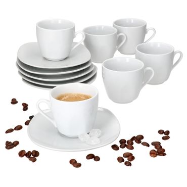 6er Set LOTTA Espressotasse 80ml mit Untertasse weiß Porzellan _Bild_1