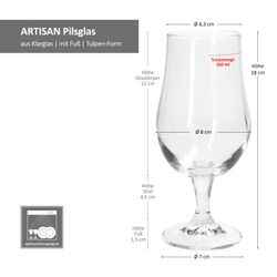 06-925166-Royal-Leerdam-Artisan-Pilsglaeser-Bemassung.jpg 4er Set PILSGLÄSER Artisan mit Fuß - 925166_Bild_5