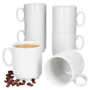 6er Set EVENT stapelbare Kaffeebecher weiß Porzellan 250 ml_Bild_1