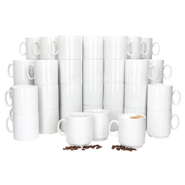 48er Set EVENT stapelbare Kaffeebecher weiß Porzellan 250 ml_Bild_1