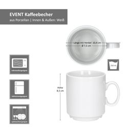 06-MamboCat-Event-Kaffeebecher-Bemassung.jpg 72er Set EVENT stapelbare Kaffeebecher weiß Porzellan 250 ml_Bild_6