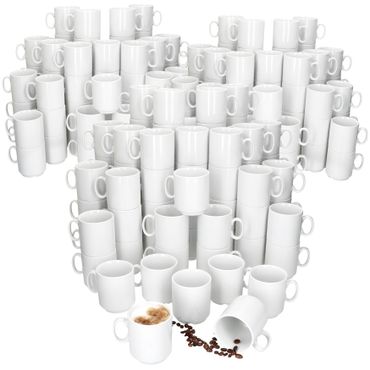 120er Set EVENT stapelbare Kaffeebecher weiß Porzellan 250 ml_Bild_1