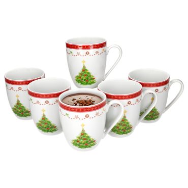 6er Set Weihnachtstraum Kaffeebecher Porzellan _Bild_1