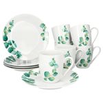 12tlg Frühstücksset Eukalyptus aus Porzellan für 6 Personen_Bild_2