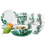 18tlg Frühstücksset Eukalyptus aus Porzellan für 6 Personen_Bild_1