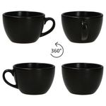 6er Set Panther Kaffeetassen mit Untertassen matt schwarz aus Steingut - 161951 + 161952_Bild_3