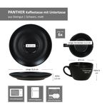 6er Set Panther Kaffeetassen mit Untertassen matt schwarz aus Steingut - 161951 + 161952_Bild_5