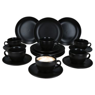 18tlg Kaffeeservice Panther matt schwarz für 6 Personen aus Steingut - 161949 + 161951 + 161952_Bild_7