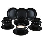 18tlg Kaffeeservice Panther matt schwarz für 6 Personen aus Steingut - 161949 + 161951 + 161952_Bild_7