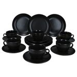 18tlg Kaffeeservice Panther matt schwarz für 6 Personen aus Steingut - 161949 + 161951 + 161952_Bild_8