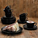 18tlg Kaffeeservice Panther matt schwarz für 6 Personen aus Steingut - 161949 + 161951 + 161952_Bild_1
