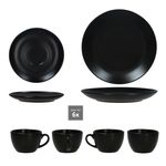 18tlg Kaffeeservice Panther matt schwarz für 6 Personen aus Steingut - 161949 + 161951 + 161952_Bild_3