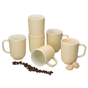 6er Set Jasper Vanille Kaffeebecher aus Steingut - 403541_Bild_1