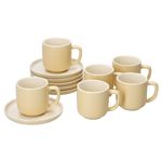 6er Set Jasper Vanille Espressotasse mit Untertasse aus Steingut - 6x 410808 + 6x 410815_Bild_2