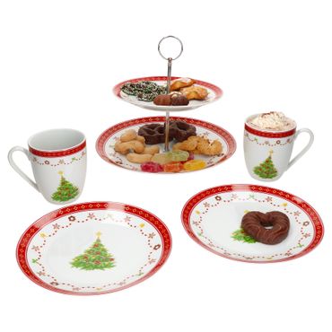 5tlg Etageren Set Weihnachtstraum für 2 Personen aus Porzellan - 1x 161875 2x 161872 + 2x 161883_Bild_1