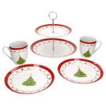 5tlg Etageren Set Weihnachtstraum für 2 Personen aus Porzellan - 1x 161875 2x 161872 + 2x 161883_Bild_2
