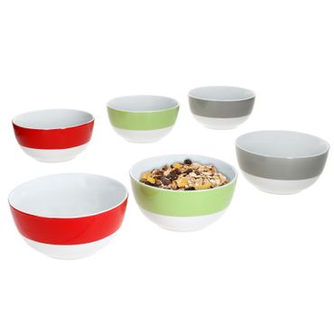 MamboCat 6er Set Porzellan Serie Variant TRIO - je 2x Rot, Grau & Grün