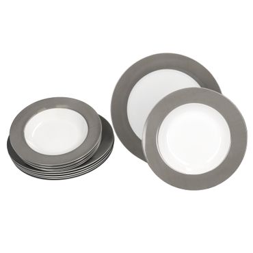 12tlg Tafelservice VARIANT GRAU für 6 Personen aus Porzellan_Bild_1