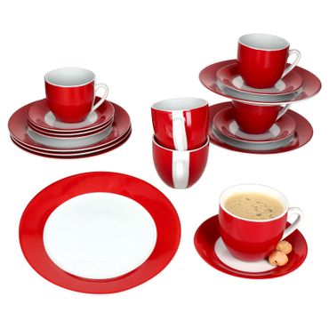 18tlg Kaffeeservice VARIANT ROT für 6 Personen aus Porzellan_Bild_1
