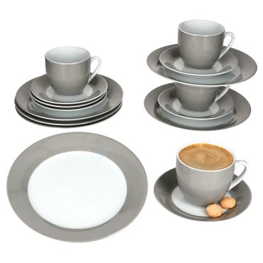 18tlg Kaffeeservice VARIANT GRAU für 6 Personen aus Porzellan_Bild_1