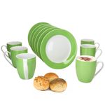 12tlg Frühstücksset VARIANT GRÜN für 6 Personen aus Porzellan_Bild_1
