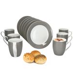 12tlg Frühstücksset VARIANT GRAU für 6 Personen aus Porzellan_Bild_1
