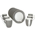 12tlg Frühstücksset VARIANT GRAU für 6 Personen aus Porzellan_Bild_2