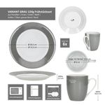 12tlg Frühstücksset VARIANT GRAU für 6 Personen aus Porzellan_Bild_7