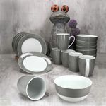18tlg Frühstücksset VARIANT GRAU für 6 Personen aus Porzellan_Bild_2