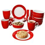 18tlg Frühstücksset VARIANT ROT für 6 Personen aus Porzellan_Bild_1