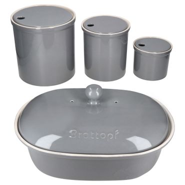  L & Brottopf in Grau aus weißem Ton - 1992S + 1993M + 1994L + 1975_Bild_1