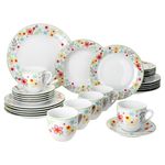 30tlg Kombiservice VARIANT BLÜMCHEN für 6 Personen aus Porzellan_Bild_1