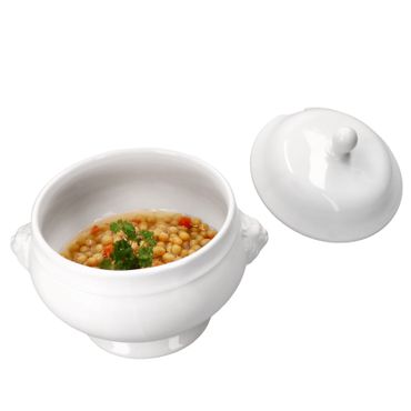 LEO Löwenkopfterrine mit Deckel 2 Liter weiß aus Steingut_Bild_1