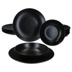 12tlg Tafelservice Panther matt schwarz für 6 Personen aus Steingut – 161947 + 161948_Bild_1