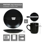 12tlg Frühstücksset Panther matt schwarz für 6 Personen aus Steingut - 161949 + 161950_Bild_6