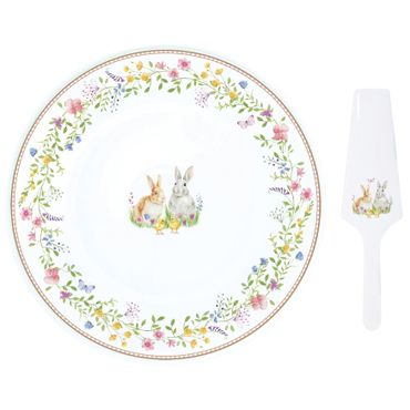 HAPPY EASTER Kuchenplatte mit Tortenheber aus Porzellan – R1112_Bild_1