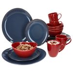 16tlg Kombiservice NATURAL blau & rot für 4 Personen aus Steingut - 582711_Bild_1