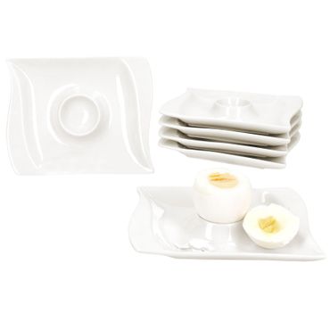 6er Set Eierbecher mit Ablage IVORY aus Porzellan für 6 Personen_Bild_1