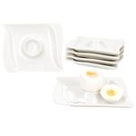 6er Set Eierbecher mit Ablage IVORY aus Porzellan für 6 Personen_Bild_1