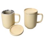 2er Set Jasper Vanille Teebecher mit Deckel & Sieb aus Steingut - 406917_Bild_2