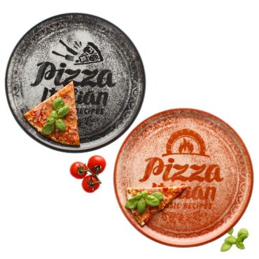 2er Set Pizzateller ROT & SCHWARZ 31cm - 1x ZREC02 & 1x ZREC04_Bild_1