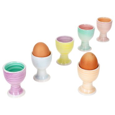 6er Set Eierbecher PASTELLO bunt für 6 Personen aus Steingut - 24326244_Bild_1